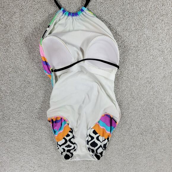 Trina Turk Balboa One Piece Womens Multicolor Tie Neck Swim Bandeau - Picture 7 of 12